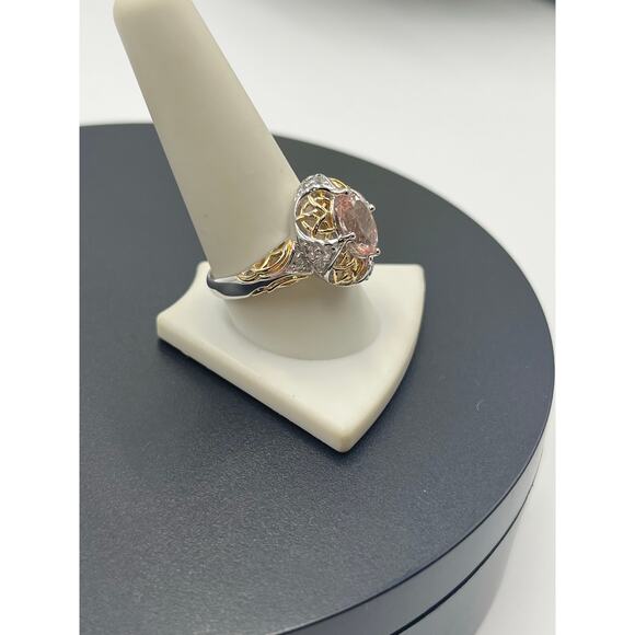 Victoria Wieck Oval Morganite Topaz Oval Sterling Silver Vermeil‎  Ring Sz 10.5 - Picture 4 of 14